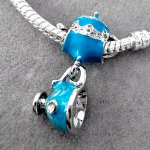 Blue Teapot and Cup Charm fits PANDORA‎